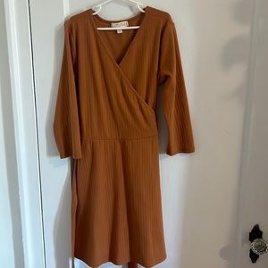 Burnt orange wrap dress